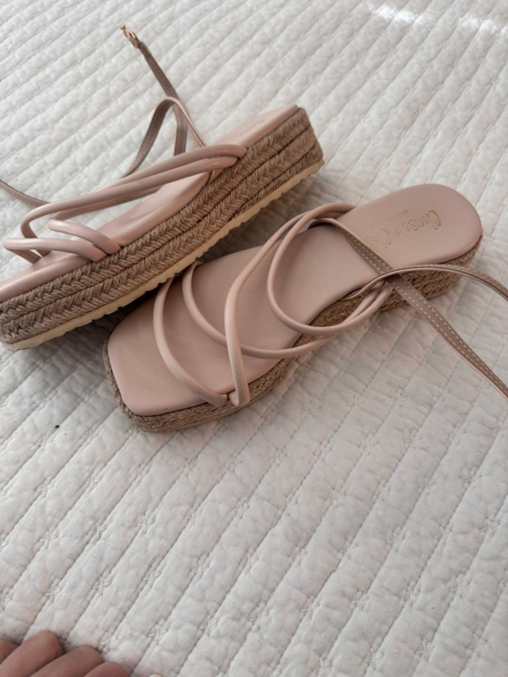 Women’s Strappy Espadrille Platform Sandals in Nude